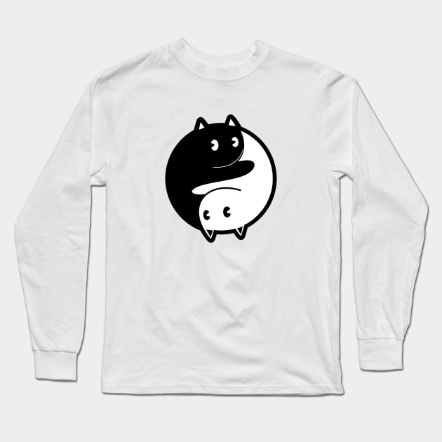 Cat Yin Yang Long Sleeve T-Shirt by jjsealion